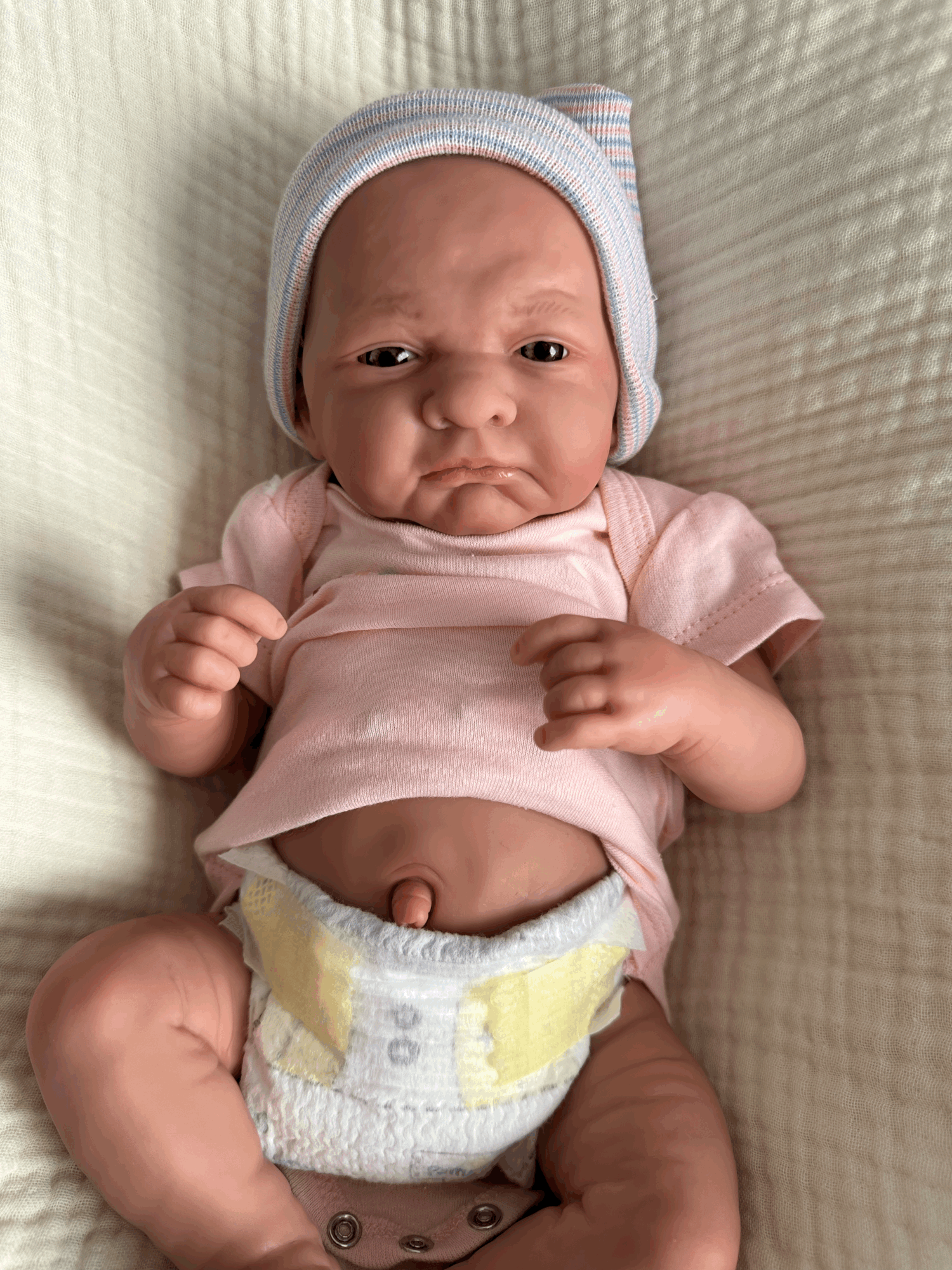 Fussy Preemie Partially Reborned Berenguer Doll Girl With New Reborn Doll Newborn Gray Eyes — Toris Reborn Babies