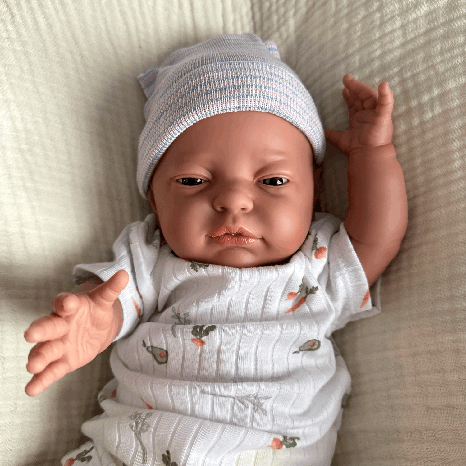 Small Newborn Partially Reborn Berenguer Doll Sleepy Boy with NEW Reborn Doll Newborn Gray Eyes — Toris Reborn Babies